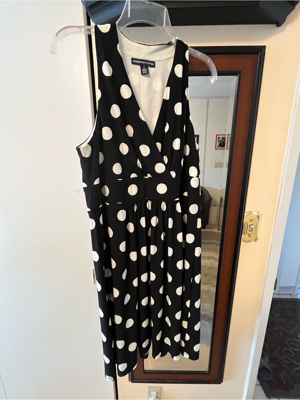American Living Black and White Polka Dot Midi Dress